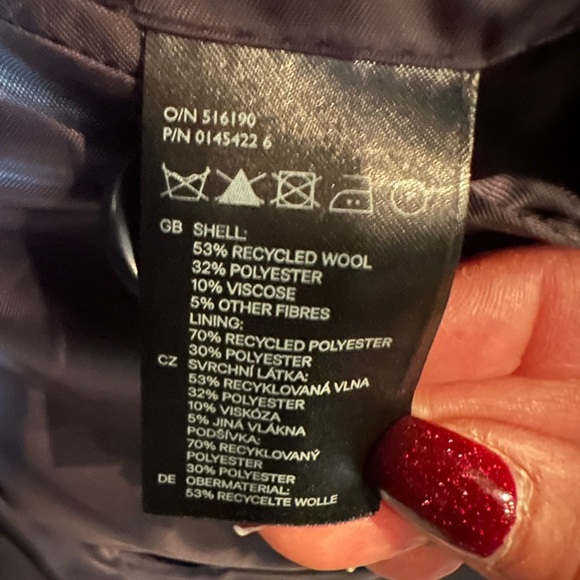 H&M Charcoal Gray Wool Blazer Jacket Elbow Patches 2 Button Size 44R - Picture 10 of 10